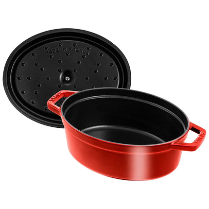STAUB | Cocotte Oval Enamelled Cast Iron Casserole Dish – 230 mm Oval – Cherry Red