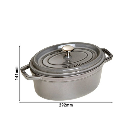 STAUB | Cocotte Oval Enamelled Cast Iron Casserole Dish – 230 mm Oval – Graphite Grey