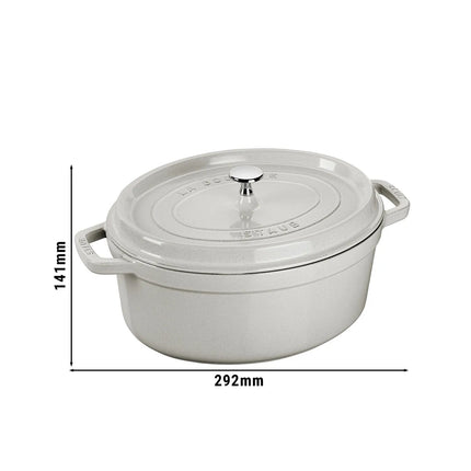 STAUB | Cocotte Oval Enamelled Cast Iron Casserole Dish – 230 mm Oval – White Truffle