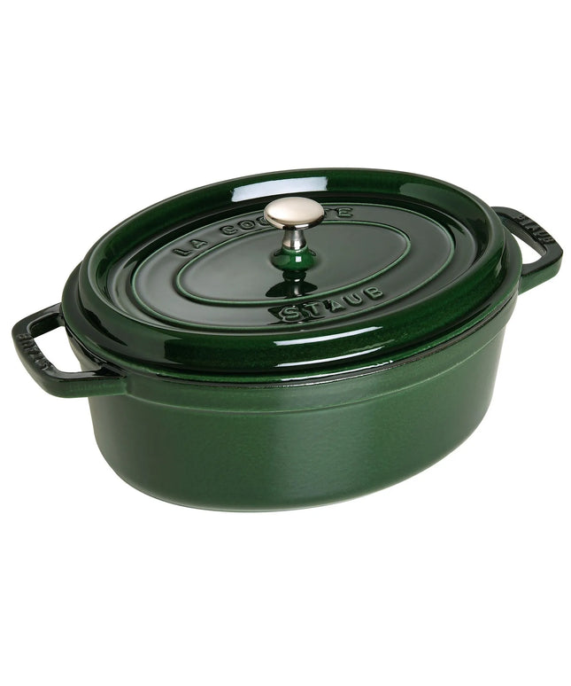 STAUB | Cocotte Oval Enamelled Cast Iron Casserole Dish – 290 mm Oval – Basil Green