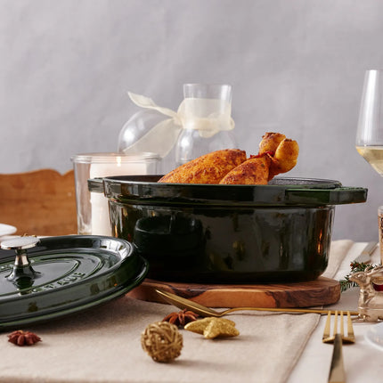 STAUB | Cocotte Oval Enamelled Cast Iron Casserole Dish – 290 mm Oval – Basil Green