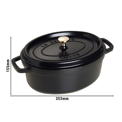 STAUB | Cocotte Oval Enamelled Cast Iron Casserole Dish – 290 mm Oval – Black