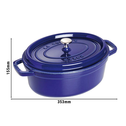 STAUB | Cocotte Oval Enamelled Cast Iron Casserole Dish – 290 mm Oval – Dark Blue
