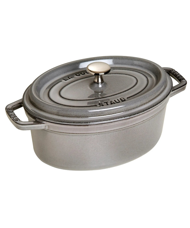 STAUB | Cocotte Oval Enamelled Cast Iron Casserole Dish – 290 mm Oval – Graphite Grey
