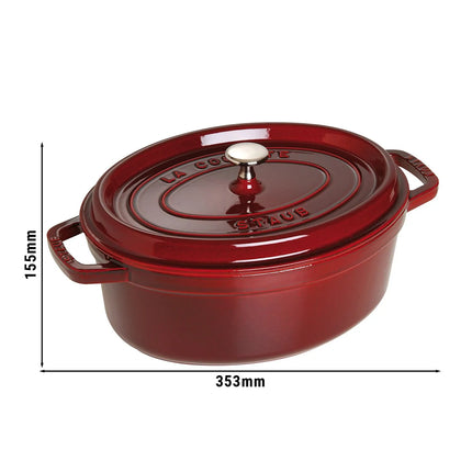 STAUB | Cocotte Oval Enamelled Cast Iron Casserole Dish – 290 mm Oval – Grenadine Red