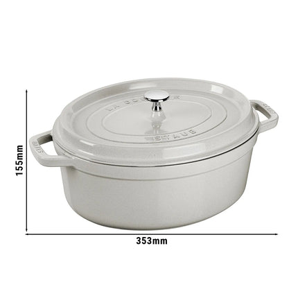 STAUB | Cocotte Oval Enamelled Cast Iron Casserole Dish – 290 mm Oval – White Truffle