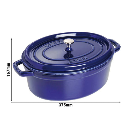 STAUB | Cocotte Oval Enamelled Cast Iron Casserole Dish – 310 mm Oval – Dark Blue