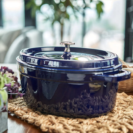 STAUB | Cocotte Oval Enamelled Cast Iron Casserole Dish – 310 mm Oval – Dark Blue