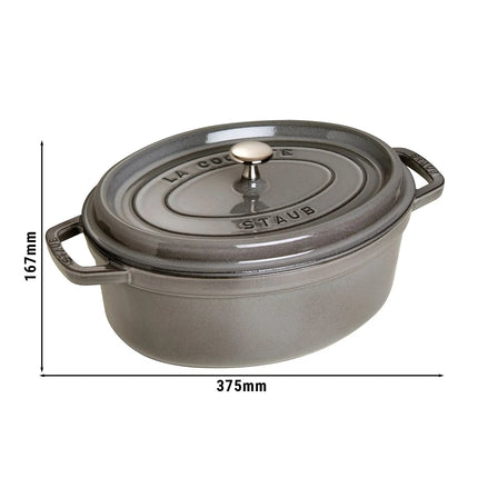 STAUB | Cocotte Oval Enamelled Cast Iron Casserole Dish – 310 mm Oval – Graphite Grey