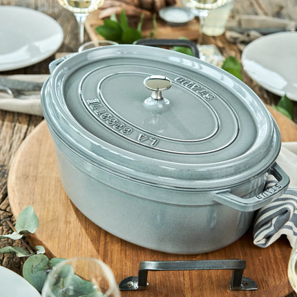 STAUB | Cocotte Oval Enamelled Cast Iron Casserole Dish – 310 mm Oval – Graphite Grey