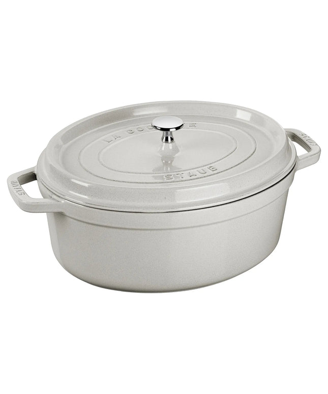STAUB | Cocotte Oval Enamelled Cast Iron Casserole Dish – 310 mm Oval – White Truffle