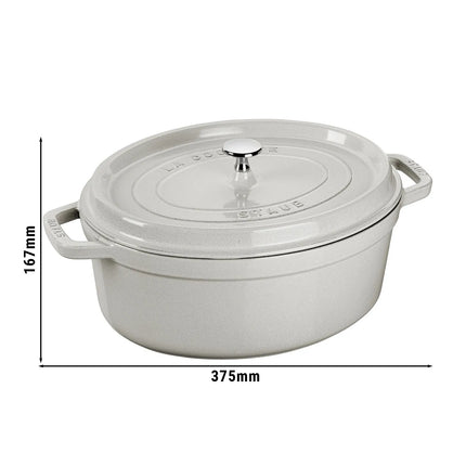 STAUB | Cocotte Oval Enamelled Cast Iron Casserole Dish – 310 mm Oval – White Truffle