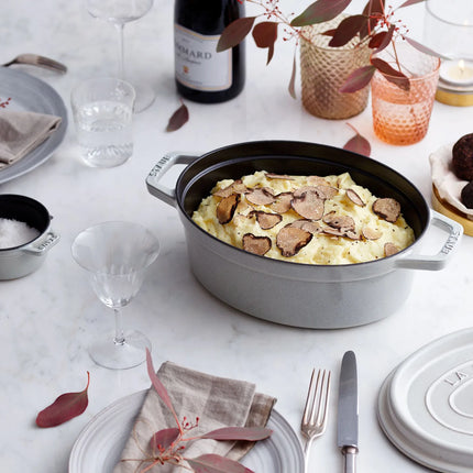 STAUB | Cocotte Oval Enamelled Cast Iron Casserole Dish – 310 mm Oval – White Truffle