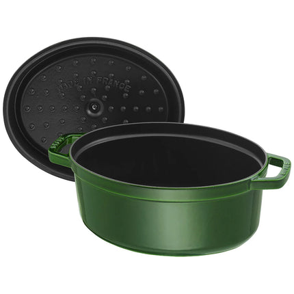 STAUB | Cocotte Oval Enamelled Cast Iron Casserole Dish – 330 mm Oval – Basil Green
