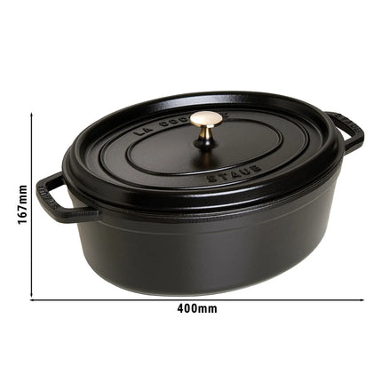 STAUB | Cocotte Oval Enamelled Cast Iron Casserole Dish – 330 mm Oval – Black