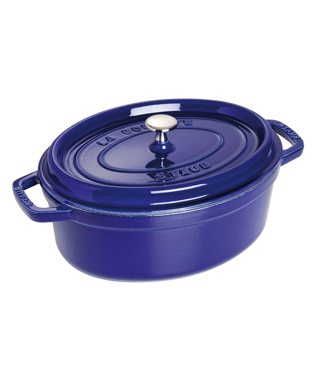 STAUB | Cocotte Oval Enamelled Cast Iron Casserole Dish – 330 mm Oval – Dark Blue