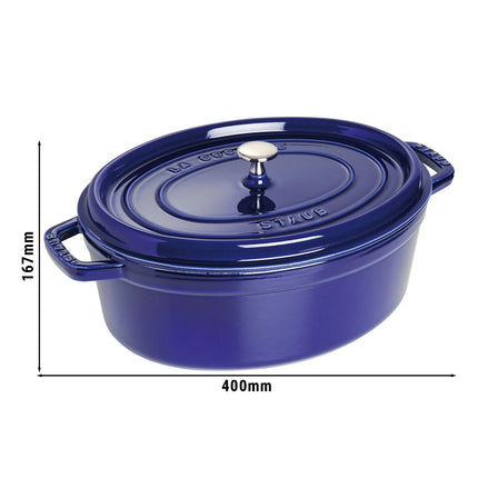 STAUB | Cocotte Oval Enamelled Cast Iron Casserole Dish – 330 mm Oval – Dark Blue
