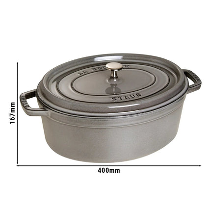 STAUB | Cocotte Oval Enamelled Cast Iron Casserole Dish – 330 mm Oval – Graphite Grey