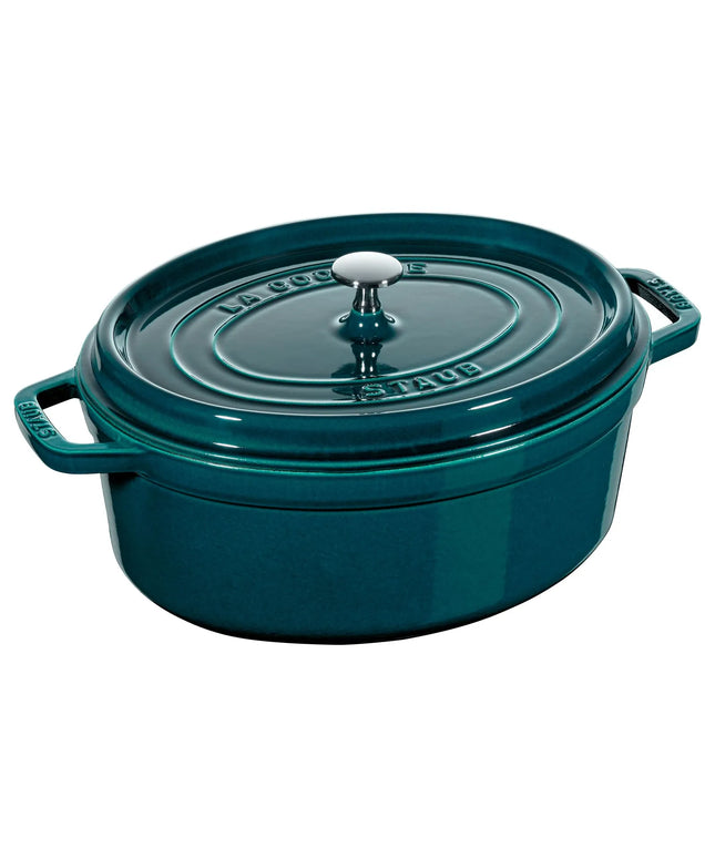 STAUB | Cocotte Oval Enamelled Cast Iron Casserole Dish – 330 mm Oval – La Mer Blue