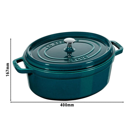 STAUB | Cocotte Oval Enamelled Cast Iron Casserole Dish – 330 mm Oval – La Mer Blue