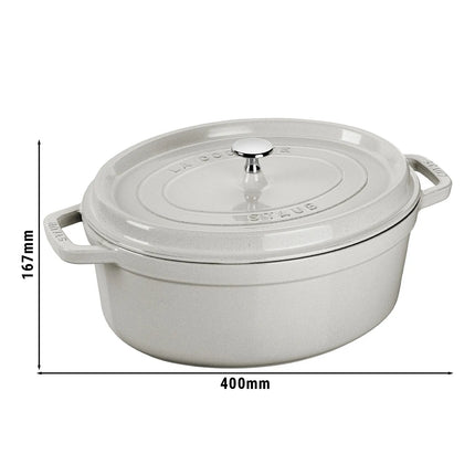 STAUB | Cocotte Oval Enamelled Cast Iron Casserole Dish – 330 mm Oval – White Truffle