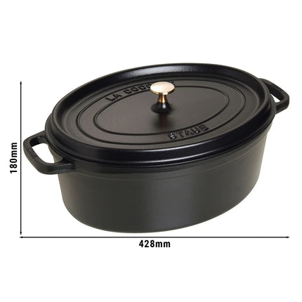 STAUB | Cocotte Oval Enamelled Cast Iron Casserole Dish – 370 mm Oval – Black