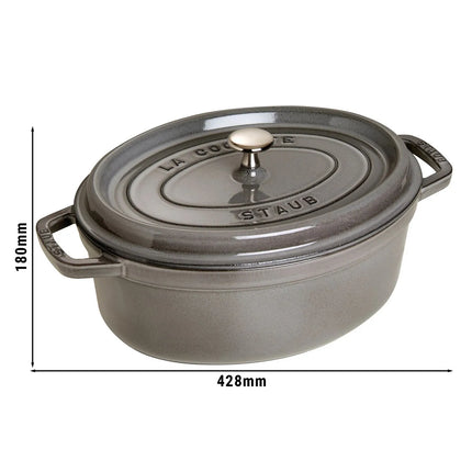 STAUB | Cocotte Oval Enamelled Cast Iron Casserole Dish – 370 mm Oval – Graphite Grey
