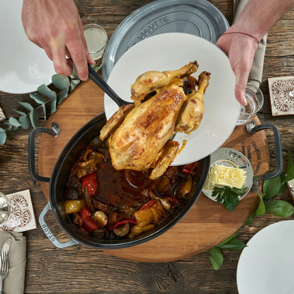 STAUB | Cocotte Oval Enamelled Cast Iron Casserole Dish – 370 mm Oval – Graphite Grey