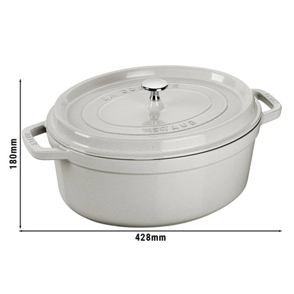 STAUB | Cocotte Oval Enamelled Cast Iron Casserole Dish – 370 mm Oval – White Truffle