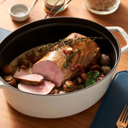 STAUB | Cocotte Oval Enamelled Cast Iron Casserole Dish – 370 mm Oval – White Truffle