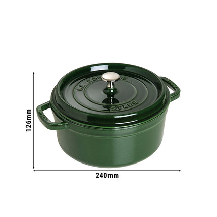STAUB | Cocotte Round Enamelled Cast Iron Casserole Dish – Ø 180 mm – Basil Green