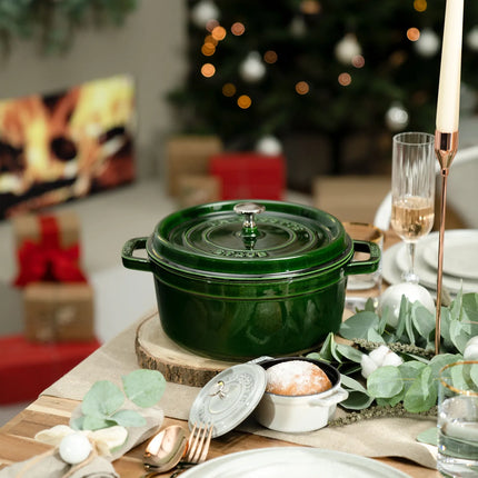 STAUB | Cocotte Round Enamelled Cast Iron Casserole Dish – Ø 180 mm – Basil Green
