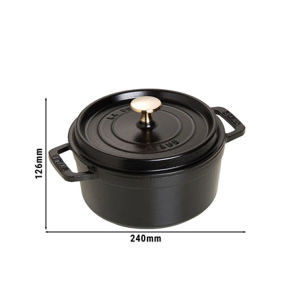 STAUB | Cocotte Round Enamelled Cast Iron Casserole Dish – Ø 180 mm – Black