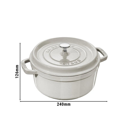 STAUB | Cocotte Round Enamelled Cast Iron Casserole Dish – Ø 180 mm – White Truffle