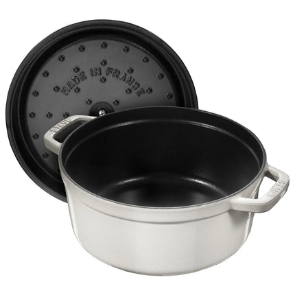 STAUB | Cocotte Round Enamelled Cast Iron Casserole Dish – Ø 180 mm – White Truffle