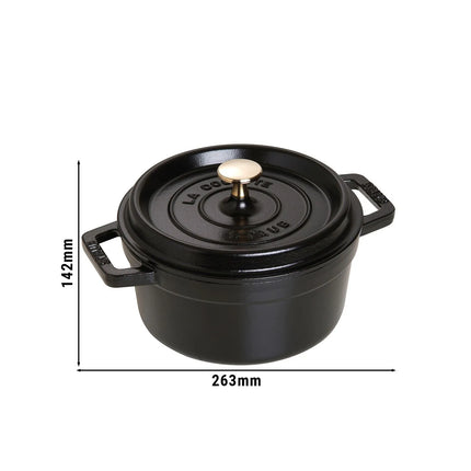 STAUB | Cocotte Round Enamelled Cast Iron Casserole Dish – Ø 200 mm – Black