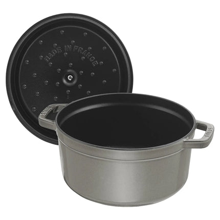 STAUB | Cocotte Round Enamelled Cast Iron Casserole Dish – Ø 200 mm – Graphite Grey