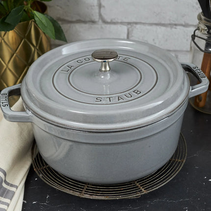 STAUB | Cocotte Round Enamelled Cast Iron Casserole Dish – Ø 200 mm – Graphite Grey