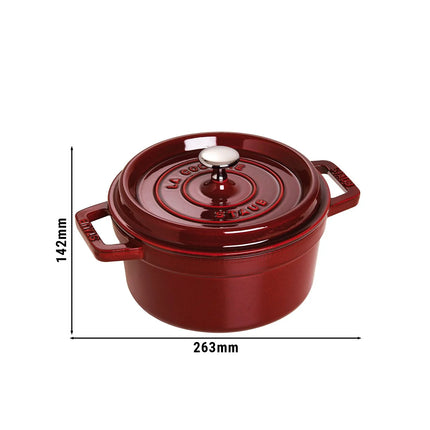 STAUB | Cocotte Round Enamelled Cast Iron Casserole Dish – Ø 200 mm – Grenadine Red