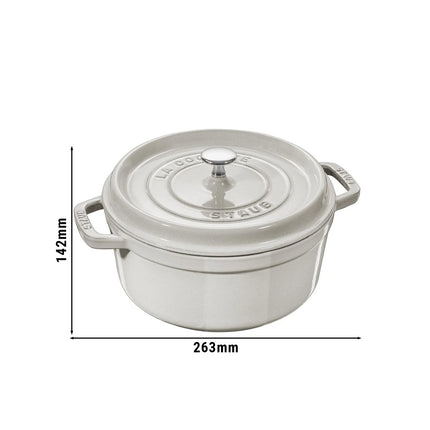 STAUB | Cocotte Round Enamelled Cast Iron Casserole Dish – Ø 200 mm – White Truffle