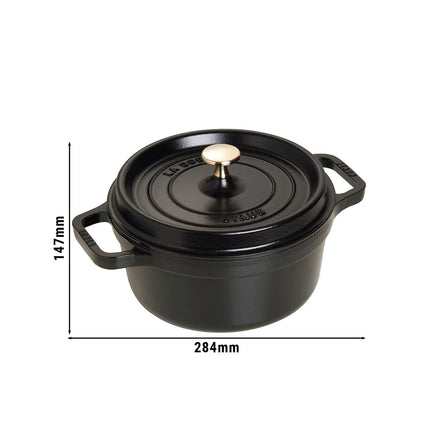 STAUB | Cocotte Round Enamelled Cast Iron Casserole Dish – Ø 220 mm – Black