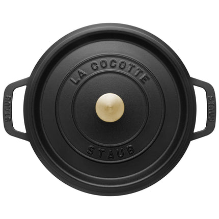 STAUB | Cocotte Round Enamelled Cast Iron Casserole Dish – Ø 220 mm – Black
