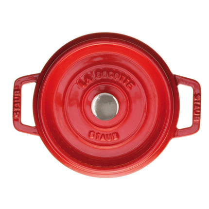 STAUB | Cocotte Round Enamelled Cast Iron Casserole Dish – Ø 220 mm – Cherry Red
