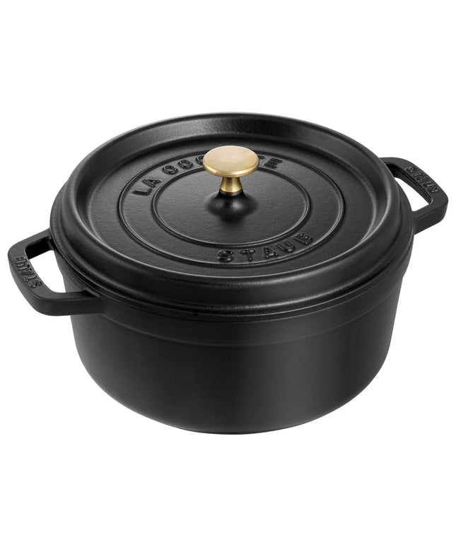 STAUB | Cocotte Round Enamelled Cast Iron Casserole Dish – Ø 240 mm – Black