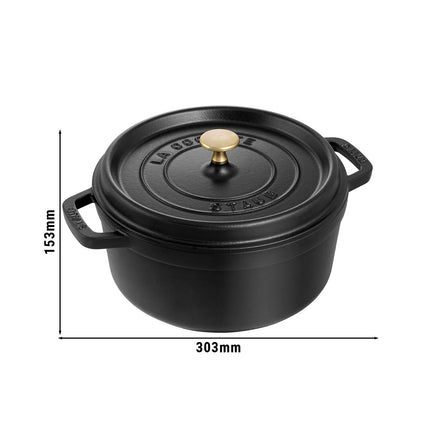 STAUB | Cocotte Round Enamelled Cast Iron Casserole Dish – Ø 240 mm – Black