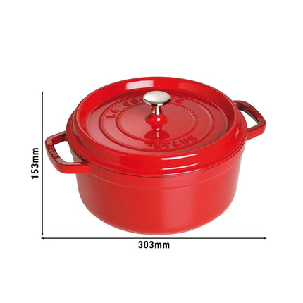 STAUB | Cocotte Round Enamelled Cast Iron Casserole Dish – Ø 240 mm – Cherry Red