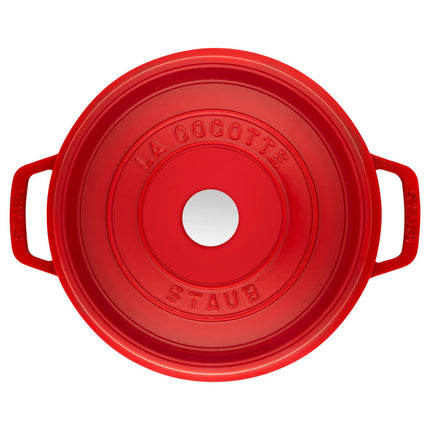 STAUB | Cocotte Round Enamelled Cast Iron Casserole Dish – Ø 240 mm – Cherry Red