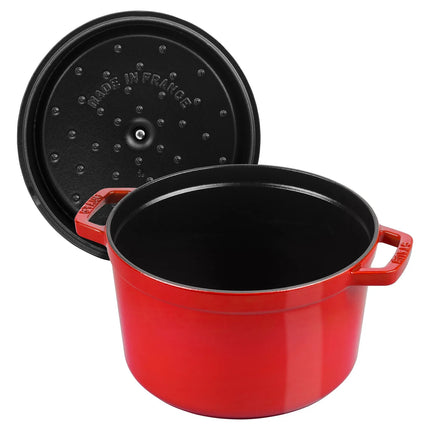 STAUB | Cocotte Round Enamelled Cast Iron Casserole Dish – Ø 240 mm – Cherry Red