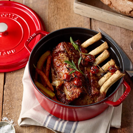 STAUB | Cocotte Round Enamelled Cast Iron Casserole Dish – Ø 240 mm – Cherry Red