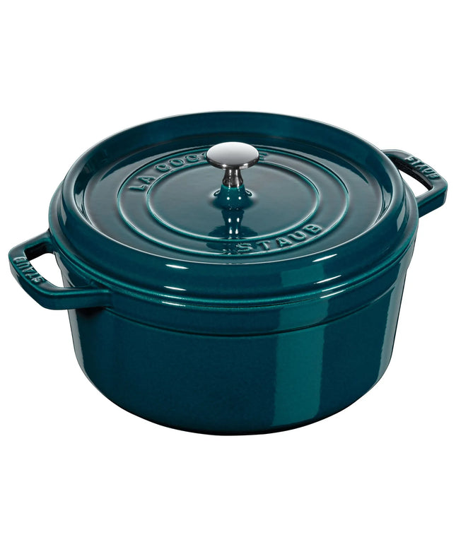 STAUB | Cocotte Round Enamelled Cast Iron Casserole Dish – Ø 240 mm – La Mer Blue